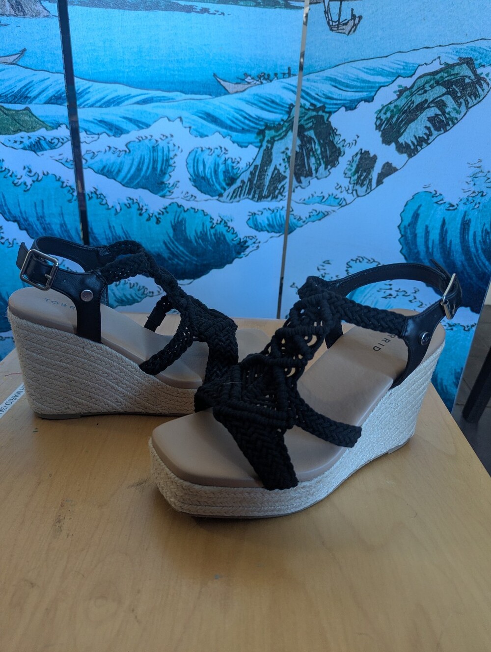 torrid Black Braided Espadrille Wedge Sandals